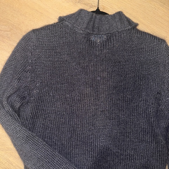 Vintage euro Charcoal Pom Pom tie knit Cardigan Sweater - fits like small - Picture 11 of 12